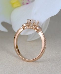 Vintage Rose Gold Moonstone Ring, Floral Ring With Moonstone - Image 5
