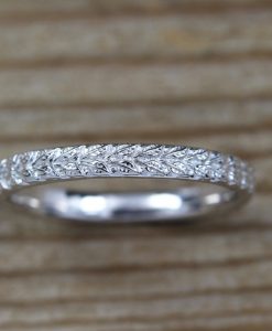 Wedding Band, 14k White Solid Gold Floral Wedding Ring - Image 6