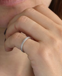 Wedding Band, 14k White Solid Gold Floral Wedding Ring - Image 8