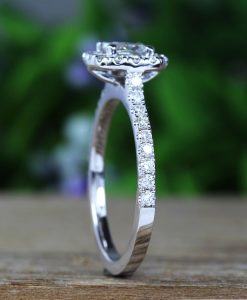 White Gold Cushion Cut Diamond Engagement Ring, Antique Vintage Art Deco Engagement Ring - Image 4