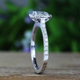 White Gold Cushion Cut Diamond Engagement Ring, Antique Vintage Art Deco Engagement Ring