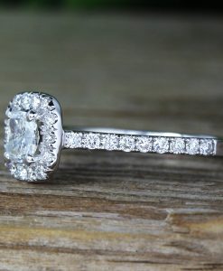 White Gold Cushion Cut Diamond Engagement Ring, Antique Vintage Art Deco Engagement Ring - Image 5