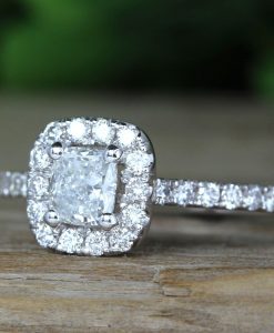 White Gold Cushion Cut Diamond Engagement Ring, Antique Vintage Art Deco Engagement Ring - Image 7