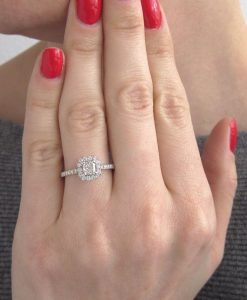 White Gold Cushion Cut Diamond Engagement Ring, Antique Vintage Art Deco Engagement Ring - Image 8