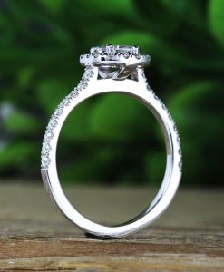 White Gold Cushion Cut Diamond Engagement Ring, Antique Vintage Art Deco Engagement Ring - Image 9