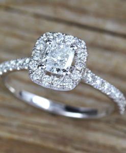 White Gold Cushion Cut Diamond Engagement Ring, Antique Vintage Art Deco Engagement Ring - Image 10