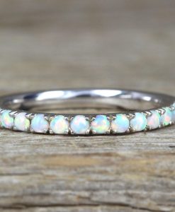 White Opal Eternity Band, Opal Ring - Image 2