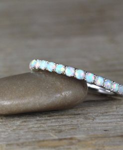 White Opal Eternity Band, Opal Ring - Image 3