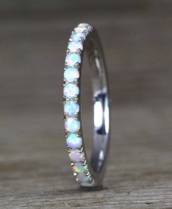 White Opal Eternity Band, Opal Ring - Image 4
