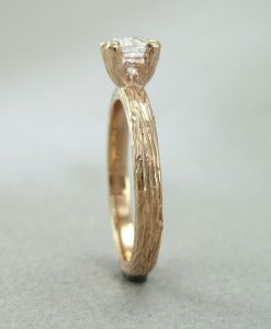 White Sapphire Engagement Ring, Bark Engagement Ring - Image 5