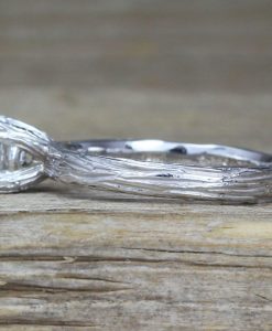 White Sapphire Engagement Ring, Bark Engagement Ring - Image 8