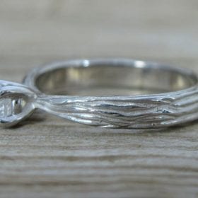 White Sapphire Nature Engagement Ring, Branch Engagement Ring