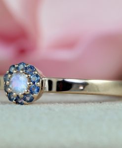 Dalicate Rose Gold Moonstone and Sapphire Ring, Moonstone Engagement Ring - Image 3