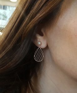 Vintage Earrings, Rose Gold Pearl Dangle Earrings - Image 3