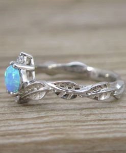 Opal Nature Inspired Silver Ring, Blue Opal - Image 2