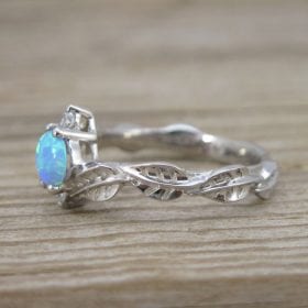 Opal Nature Inspired Silver Ring, Blue Opal