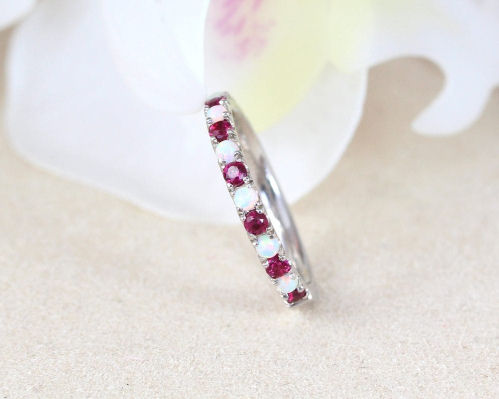 Ruby and opal eternity ring