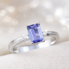 Tanzanite Engagement Ring Tanzanite Ring December Birthstones Ring Promise Ring, Antique Emerald Cut Ring Vintage Edwardian Friendship Ring