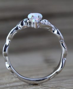 White Opal Nature Inspired Sterling Silver Ring, White Opal - Image 4