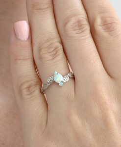 White Opal Nature Inspired Sterling Silver Ring, White Opal - Image 2