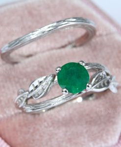 Unique leaves Wedding Ring Set, Bridal Bark Twig Ring Set - Image 9