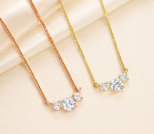 Three Stone Diamond Necklace – 0.70 CT