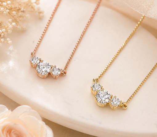 Three Stone Diamond Necklace – 0.70 CT