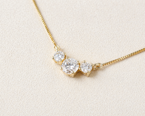 Three Stone Diamond Necklace – 0.70 CT