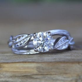 0.80 carat Diamond Engagement Ring, Nature Inspired Leaves Twig Engagement Ring