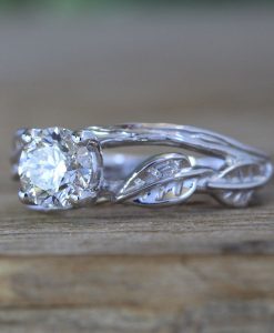 Nature Inspired Diamond Engagement Ring, Forest Leaves Twig Engagement Ring - Image 2