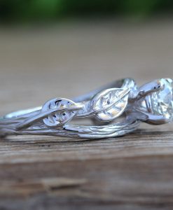 Nature Inspired Diamond Engagement Ring, Forest Leaves Twig Engagement Ring - Image 3