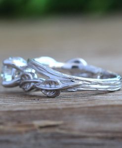 Nature Inspired Diamond Engagement Ring, Forest Leaves Twig Engagement Ring - Image 4
