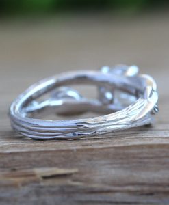 Nature Inspired Diamond Engagement Ring, Forest Leaves Twig Engagement Ring - Image 5