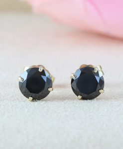 1.50 Carat Black Diamond Earrings, 3/4 Carat Each Stud Earrings - Image 2