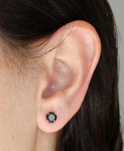 1.50 Carat Black Diamond Earrings, 3/4 Carat Each Stud Earrings - Image 4