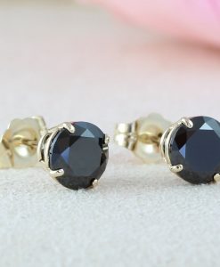 1.50 Carat Black Diamond Earrings, 3/4 Carat Each Stud Earrings - Image 5