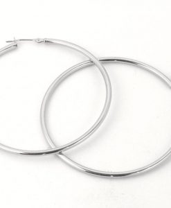 14K Gold large hoop earrings, tube elegant earrings - Image 2