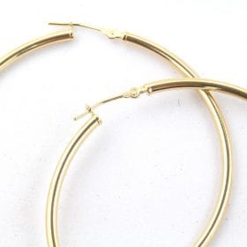 14K Gold large hoop earrings, tube elegant earrings