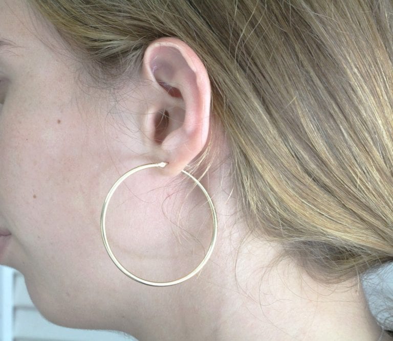 14K Gold large hoop earrings, tube elegant earrings | Benati