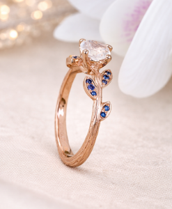 Unique nature inspire rose gold moonstone ring, Natural moonstone engagement Ring - Image 3