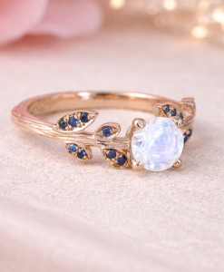 Unique nature inspire rose gold moonstone ring, Natural moonstone engagement Ring - Image 2