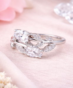 Nature Inspired Diamond Engagement Ring, Pear Cut Vintage Delicate Pear Shaped Cut Moissanite Ring - Image 4