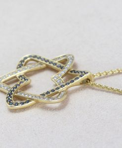 Diamond Star Of David Necklace, Double Heart Diamond Magen David Pendant Jewish Jewelry Bat Mitzvah Gift Gold Anniversary Judaica gift - Image 5