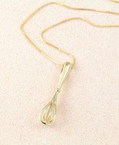 Egg Beater Whisk Gold Necklace, Kitchen Jewelry Culinary Student Gift - Image 2