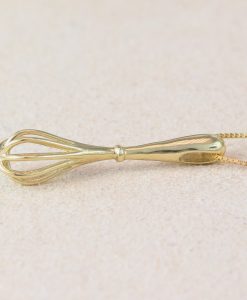 Egg Beater Whisk Gold Necklace, Kitchen Jewelry Culinary Student Gift - Image 3