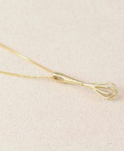 Egg Beater Whisk Gold Necklace, Kitchen Jewelry Culinary Student Gift - Image 4