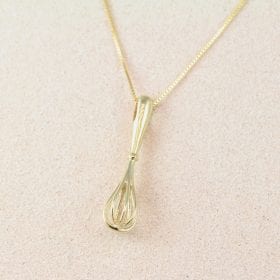 Egg Beater Whisk Gold Necklace, Kitchen Jewelry Culinary Student Gift