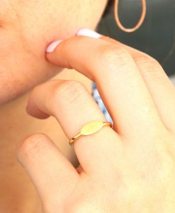 Gold Oval Signet Ring, Personalized Engraved Ring Gold Ring Name Ring Custom Name Jewelry Initials Ring Stacking Ring - Image 2