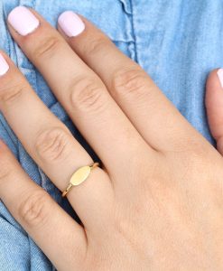 Gold Oval Signet Ring, Personalized Engraved Ring Gold Ring Name Ring Custom Name Jewelry Initials Ring Stacking Ring - Image 4