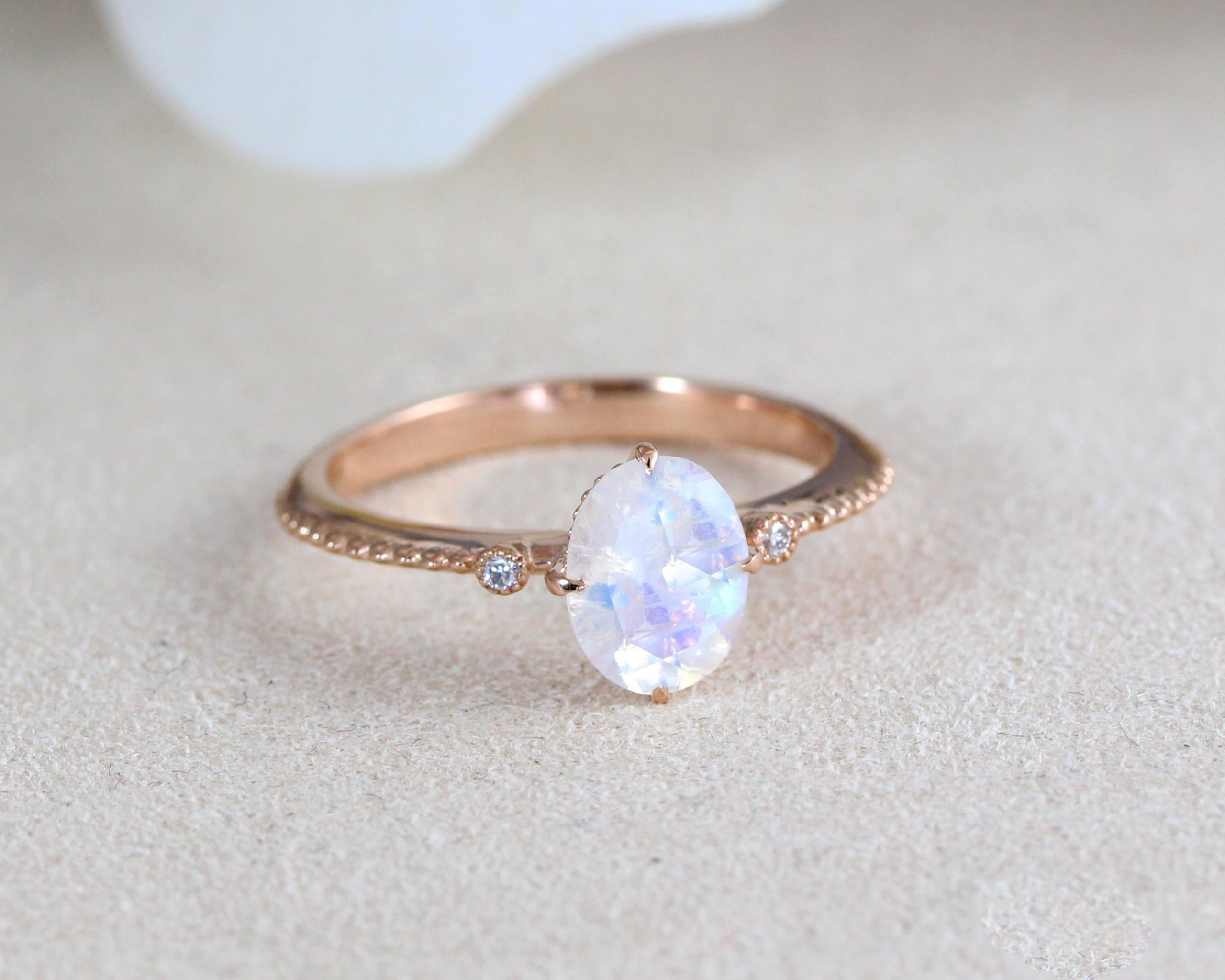 Rose Gold Moonstone Engagement Ring - www.inf-inet.com